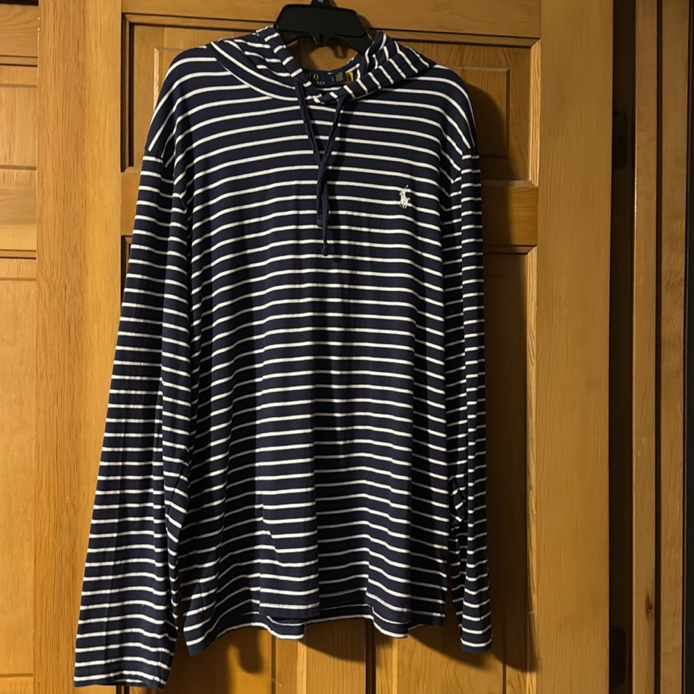Polo Ralph Lauren Striped Cotton Hooded T-Shirt  Lg